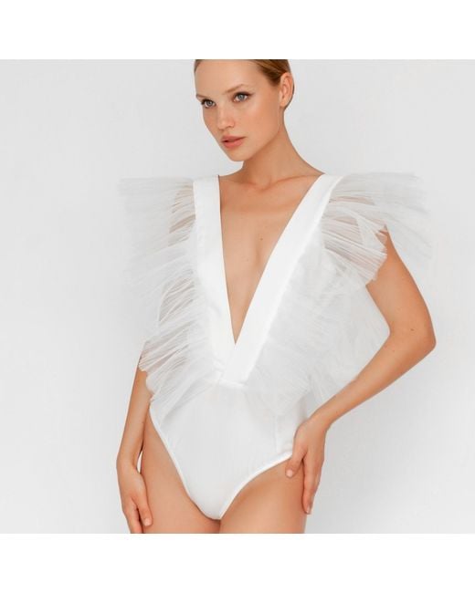 La Musa White Fairy Wings Bodysuit