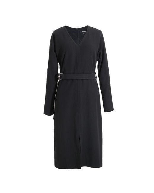 Smart and Joy Black Bat Sleeves And V-Neck Dress