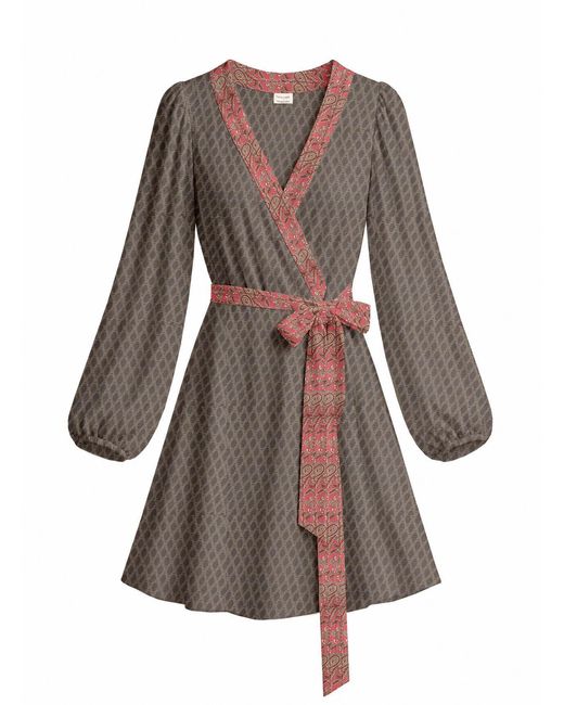Artemis Muse Brown One Of A Kind Recyled Wrap Mini Dress
