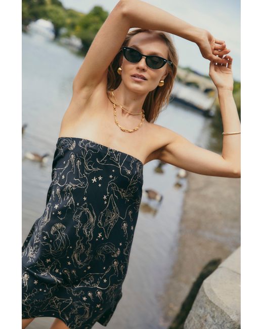 Lily Rou Lily Rou Silk Ray Bandeau Mini Dress in Black | Lyst