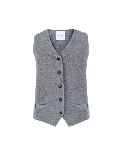 SALANIDA Gray Galante Knitted 100% Merino Waistcoat