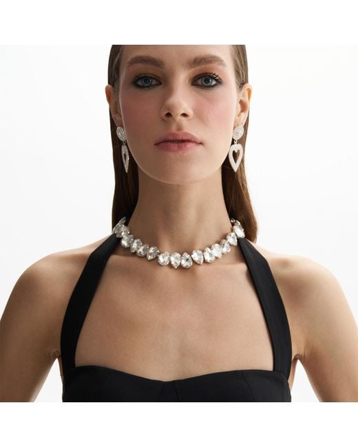 Maison De Gala Metallic Amy Crystal Heart Drop Earring