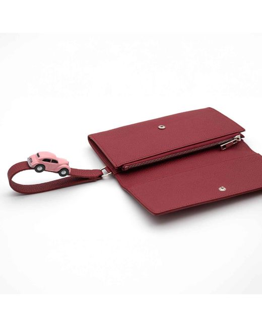 Absurde Red Parking Burgundy Leather Bifold Wallet