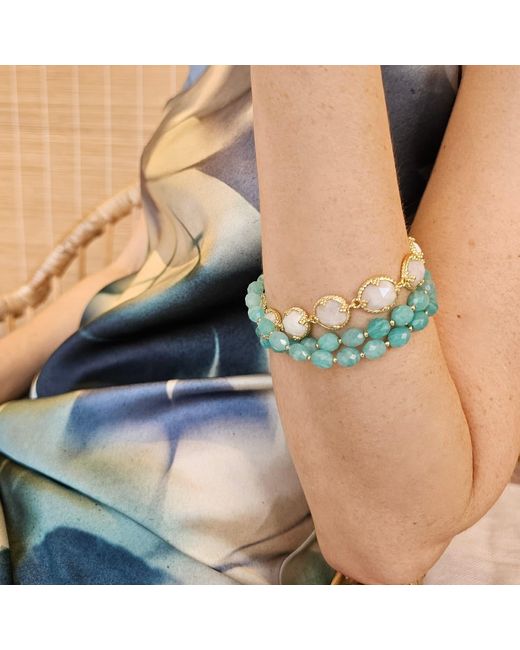 Farra Blue Amazonite With Moonstone Versatile Necklace