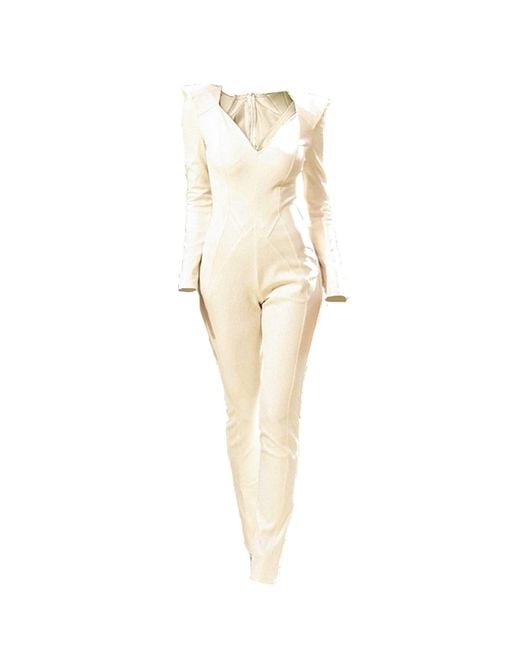 Harmonia Ny Natural Neutrals Minimalistic Eggshell Catsuit By Dani Watanabe