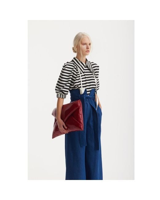 Julia Allert Blue High Waist Long Wide Leg Denim Trousers –