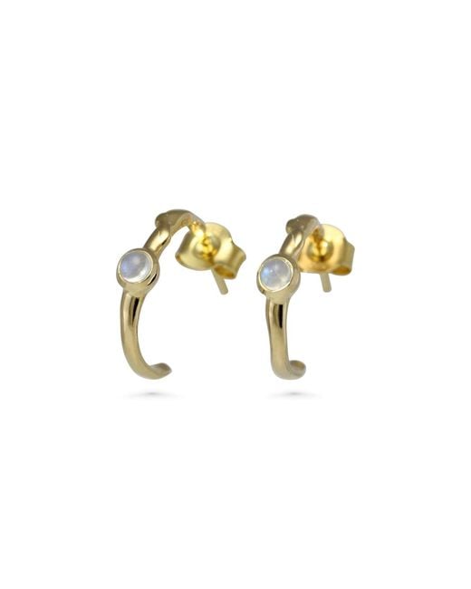 Isla Silver Metallic Moonstone Huggie Hoop Earrings