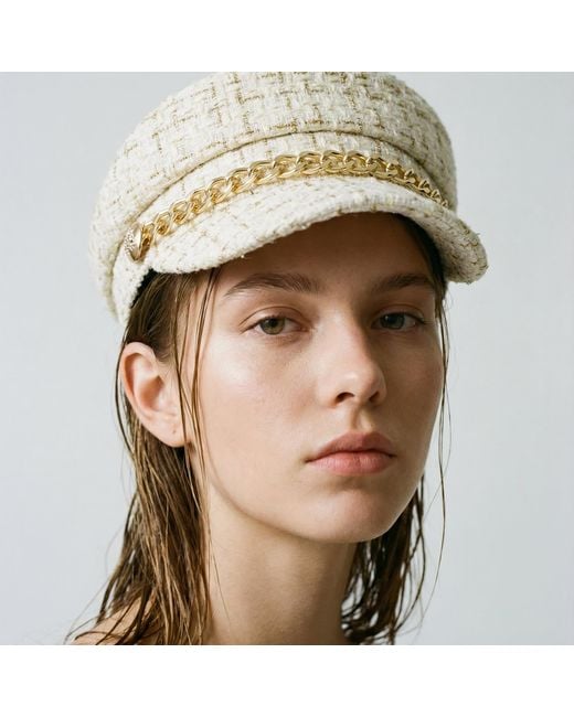 Chanel Joan Elkayam Natural Neutrals Tweed Baker Boy Hat