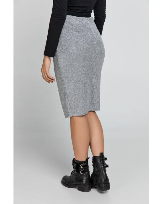Conquista Gray Lurex Pencil Skirt