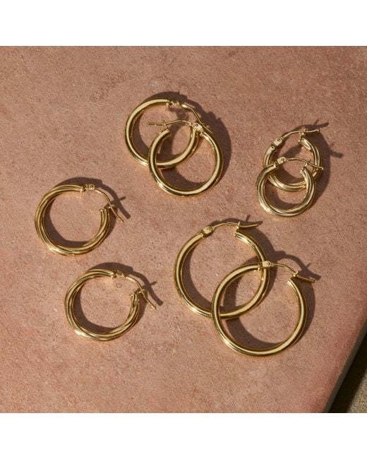 Zohreh Metallic Medium Twisted Hoop Earring Pair 9K