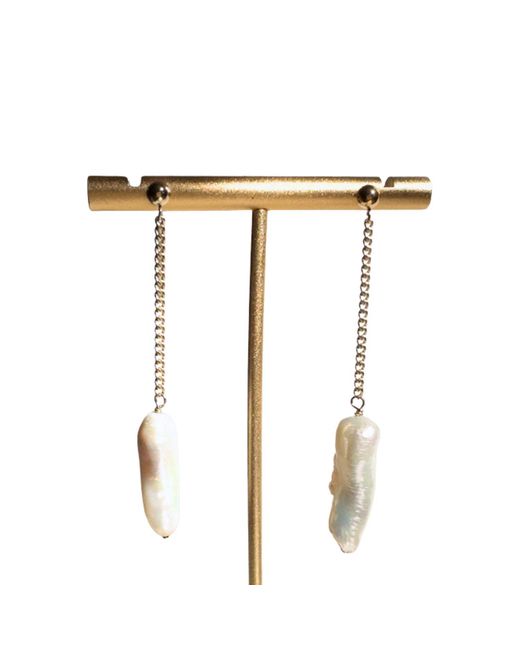 Rachel Nathan Metallic Post: Pearl Drop Earrings