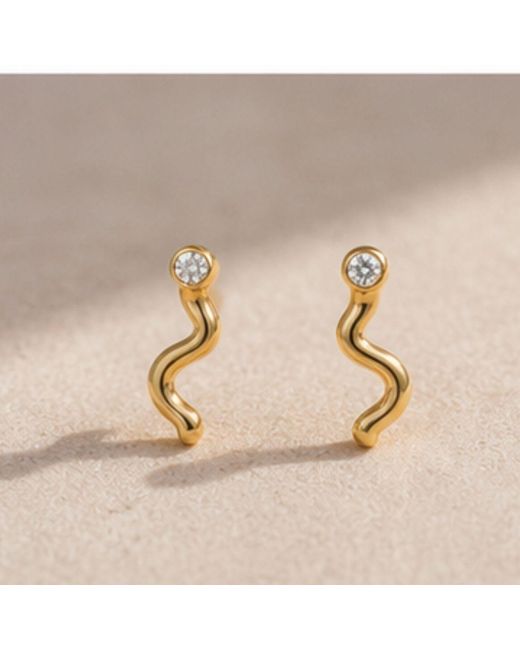 Lily Flo Jewellery Metallic Almost Effortless Diamond Wave Stud Earrings
