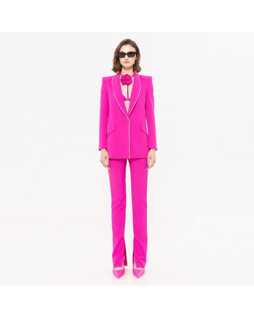 Nissa Pink Embellished High-waisted Pants