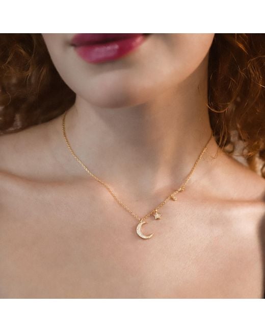 Luna Charles Metallic Ariya Moon & Star Charm Necklace