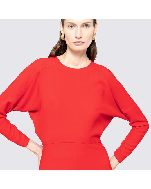 Nissa Red A-Line Crepe Mid Dress