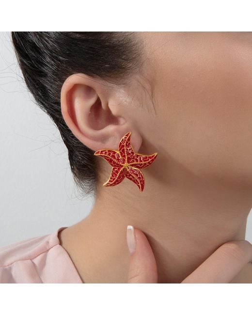 Milou Jewelry Red Starfish Earrings