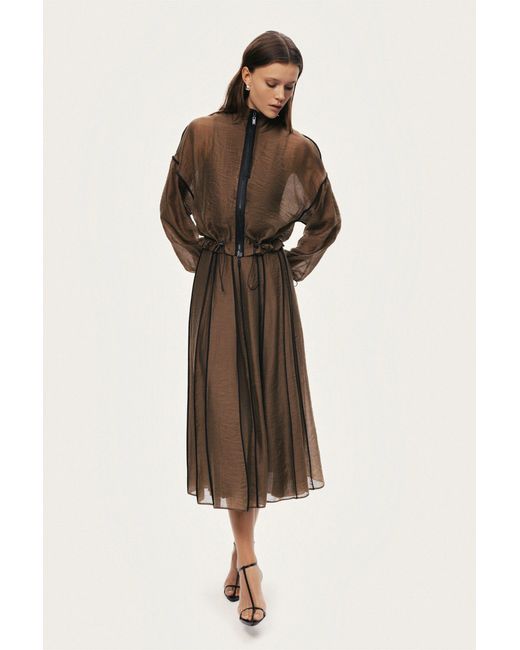 Nocturne Brown Sheer Zip-Front Jacket