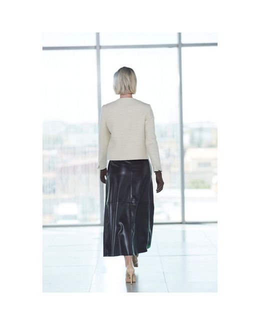 The Extreme Collection Black Midi Mocha Skirt With Faux Leather And Flattering High Waist