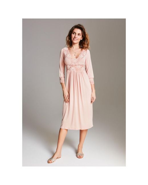 Oh!Zuza Pink Midi Viscose Nightgown