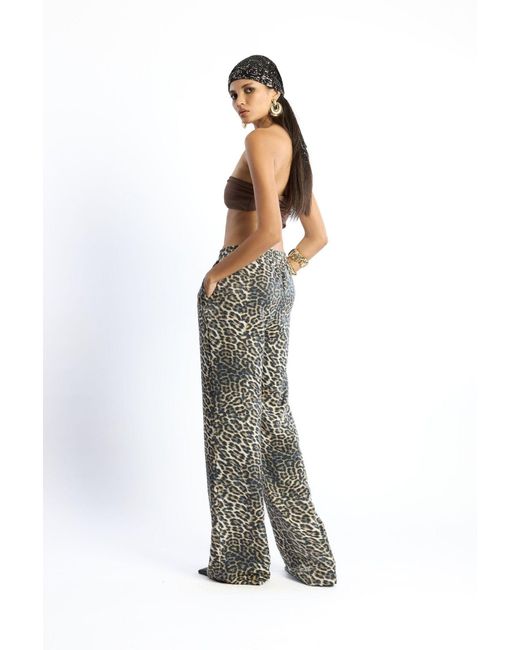 No'design Multicolor High-Waisted Leopard Satin Pants