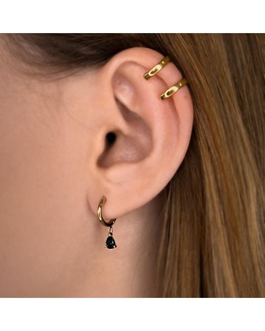 SALLY SKOUFIS Metallic Pure Drop Alchemy Huggie Earrings With Made Cz Diamond Stimulant
