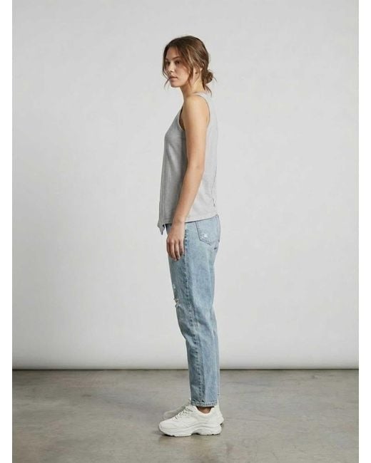 Conquista Gray Asymmetric Hem Sleeveless Jersey Top