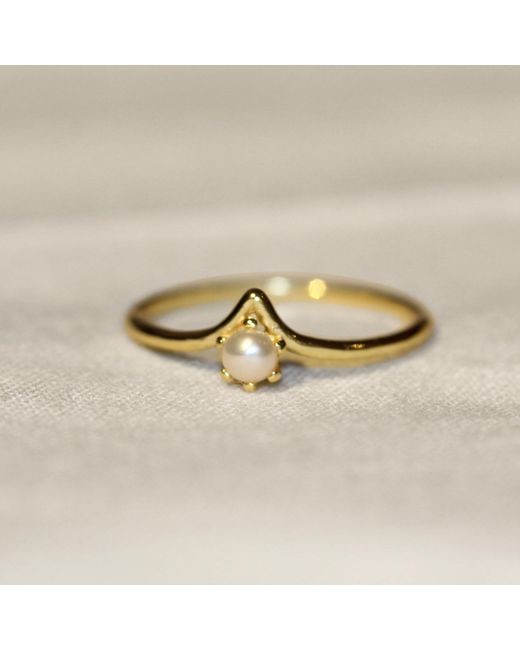 VicStoneNYC Fine Jewelry Yellow Akoya Pearl Unique Curve Ring