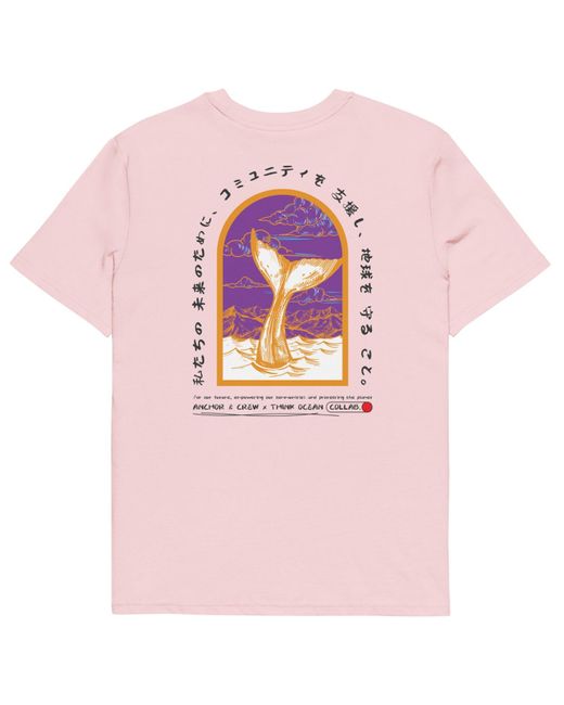 Anchor and Crew Pink Cotton Think Ocean Eight Japan Gurafiku Organic Cotton T-Shirt for men