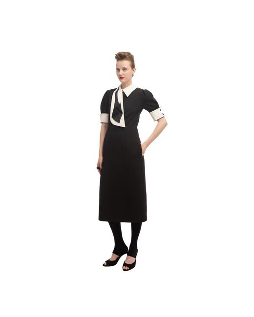 Julia Allert Black Formal Fitted Dress With Collar