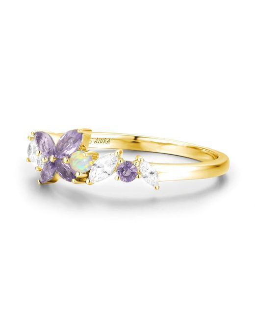 Azura Jewelry New York Metallic Monarch Butterfly Amethyst Opal Ring Vermeil
