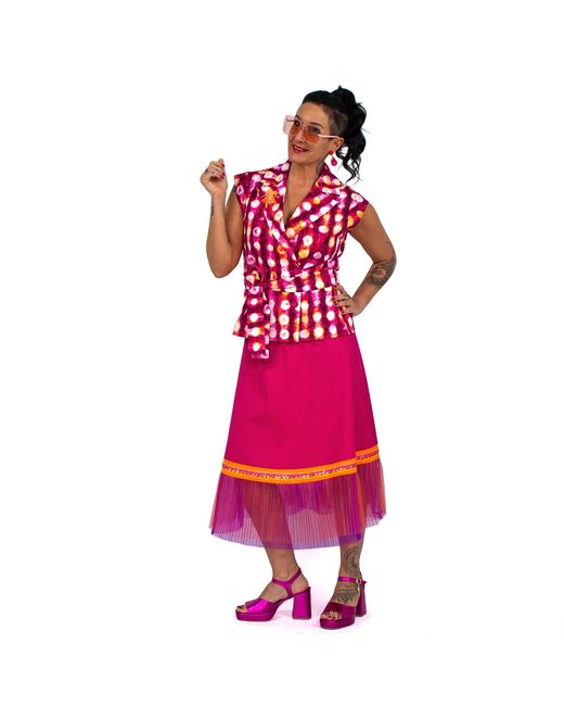 Lalipop Design Pink Fuchsia Skirt With Double Layer Pleated Tulle Detail