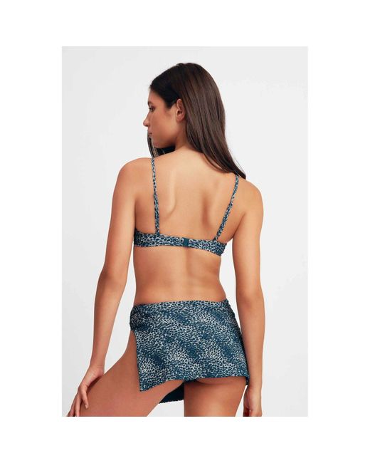 Blackbough Swim Blue Maeve Wrap Skirt Snow Leopard Jacquard