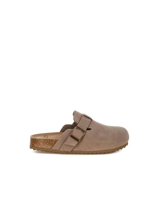 Rag & Co Brown Neutrals Ratiha Buckle Accent Slip-On Footbed Mules