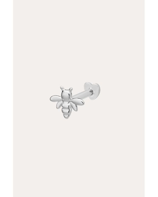 Vanhi White 14K Solid Busy Bee Flat Back Stud