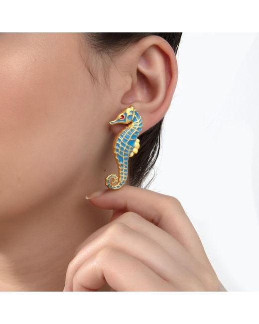 Milou Jewelry Blue Light Seahorse Earrings