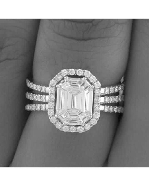 Artisan Metallic Emerald-Cut Diamond Halo Wedding Ring