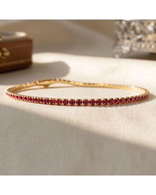 Harfi Brown Garnet January Birthstone Dainty Plated Tennis Bracelet
