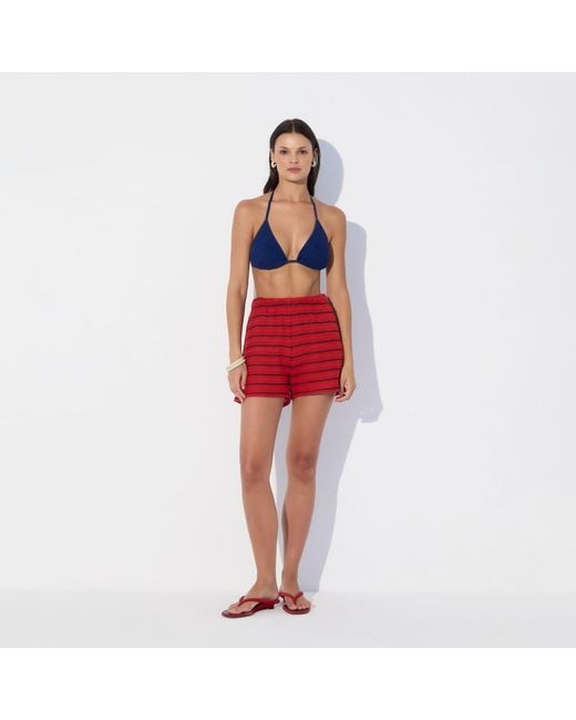 Thisisu Collection Red Solea Striped Knit Beachwear Shorts