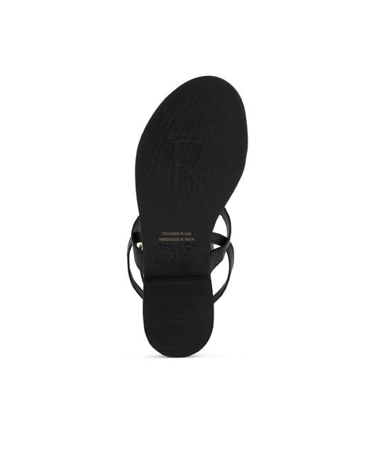 Rag & Co Black Irene Flat Thong Sandals By Rag & Co