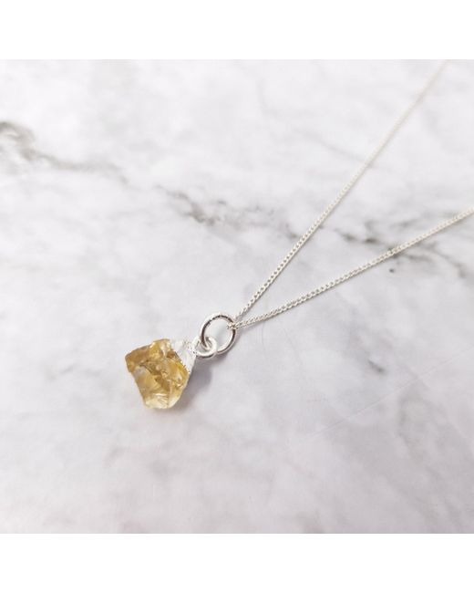 Harfi Metallic Sterling Raw Citrine November Birthstone Necklace