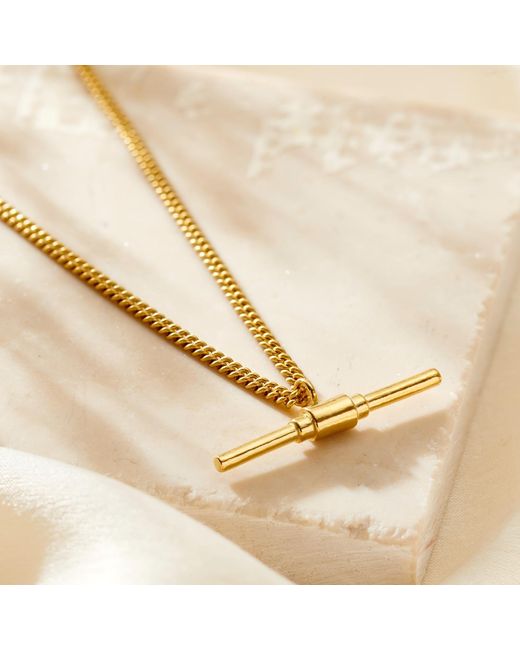 Posh Totty Designs Metallic Gold Plate T Bar Necklace With Curb Chain