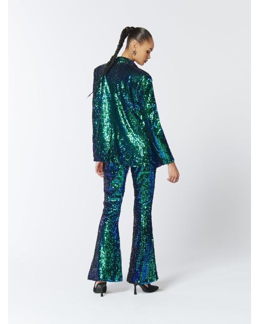 Sour Figs Green Iridescent Sequin Blazer