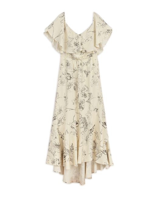 Nocturne White Patterned Midi Dress With Sash Tie