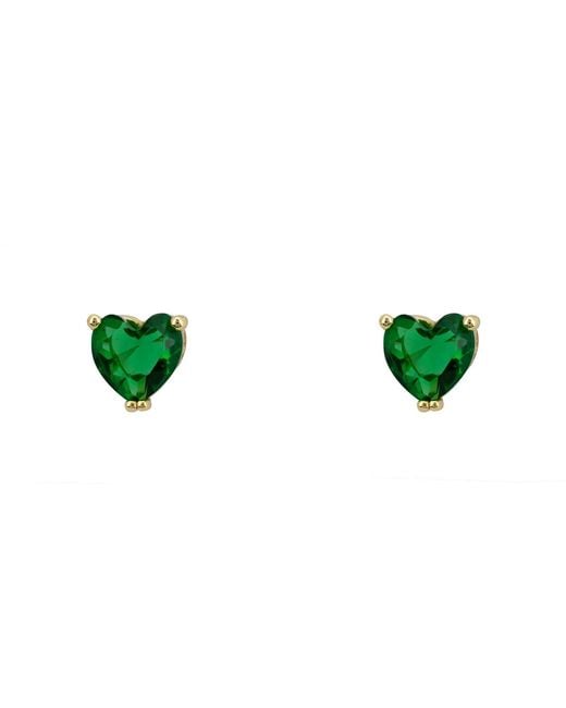 Latelita London Black Asscher Cut Heart Stud Earrings Emerald