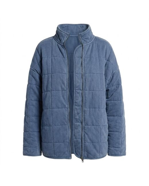 Modenaire Blue Quilted Fleece Jacket Soft Structure