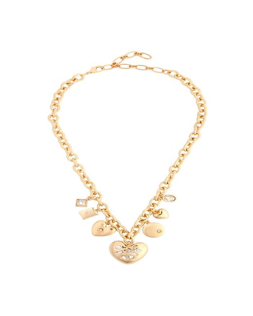 Saachi Metallic Heart Multi Charm Necklace