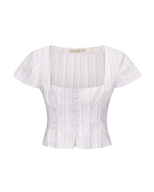 NUAJE NUAJE White Lynn Square Neck Button Top