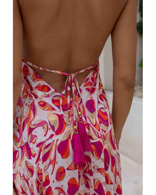 Sophia Alexia Pink Floral Fusion Silk Ibiza Dress
