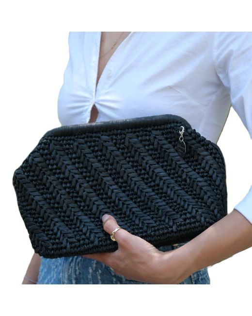 Springmoonatelier Black Abudance Raffia Handbag