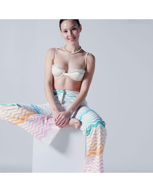LOVEIST STORE Blue Solana Printed Flared Trousers